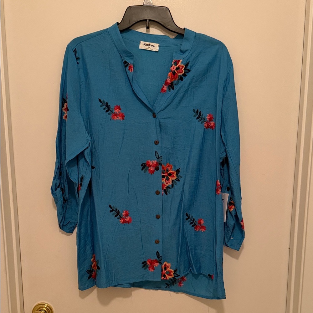 Blue Floral Women's Top